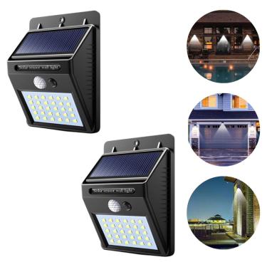 Imagem de Kit 2 Mini Luminárias Arandela Energia Solar Externa à Prova De Água Com Sensor De Presença Para Paredes E Muros