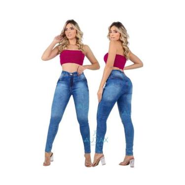 Imagem de Calça Jeans Feminina Cintura Alta Com Lycra Levanta Bumbum Skinny - Au