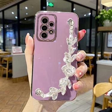 Imagem de Brilhante Gem Diamond Bracelet Chain Phone Case para Samsung S10 A32 A52 A72 S20 S21 S22 Plus Ultra Pro FE A 71 51 Note 10 20 53,XLA61,Cherry Purple,Para A71 4G