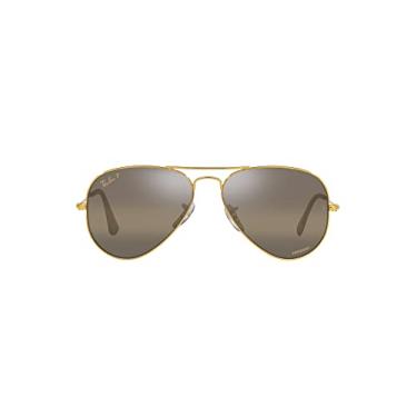 Imagem de Ray-Ban RB3025 Óculos de sol aviador polarizados clássicos, Legend Gold/Polarizado Transparente Dégradé Marrom Escuro, 62 mm