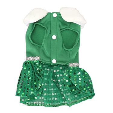 Imagem de Vestido de Natal para animais de estimação, Vestido de Natal macio e respirável para cães, decoração elegante, brilhante, macio e quente, gola alta, saia para cães, para cães pequenos(S)