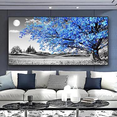 Imagem de TORALF Vida Simples Blue Moon Tree Landscape Painting Office Canvas Print para Casa decoração da Sala de estar