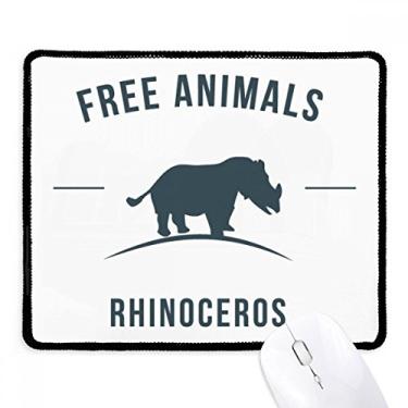 Imagem de Mousepad com desenho de rinoceronte Animal Blue Outline Tapete de borracha para jogos