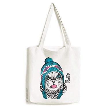 Imagem de Cat Head The Taste Of Snow Cat Protect Animal Pet Tote Bolsa de compras casual bolsa de mão