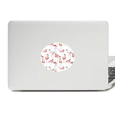 Imagem de Adesivo de notebook com estampa de flamingo, rosa e branco, decalque para notebook