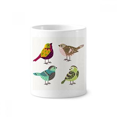 Imagem de Ilustração Lovely Birds Cor Padrão Escova de Dentes Caneca Suporte de Cerâmica Suporte Lápis Copo