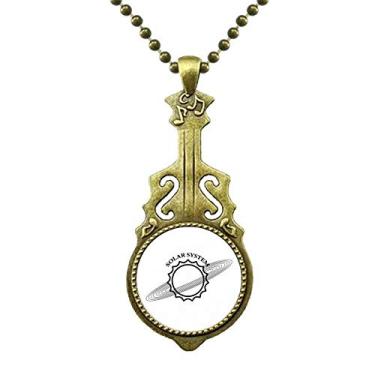 Imagem de DIYthinker Colar Estrelas Orbit Sistema Solar Brilhante, Joia de Guitarra Antiga Pingente Música