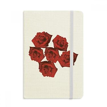 Imagem de Caderno de flores de rosas vermelhas e flores de plantas, capa dura em tecido, diário clássico