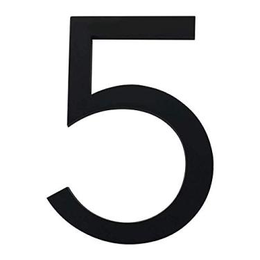 Imagem de Placa grande flutuante de número de casa preta, 10 cm, sinalização moderna para construção ao ar livre, números Huisnummer, placa de endereço, números de porta de casa