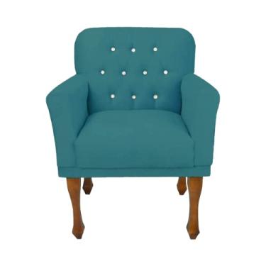 Imagem de Cadeira Poltrona Decorativa Para Quarto e Closet Anitta Suede Azul Turquesa LM DECOR