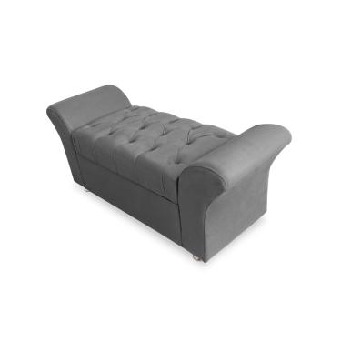 Imagem de Calçadeira Baú Veneza Para Cama Solteiro 90 cm Suede Cinza LM DECOR