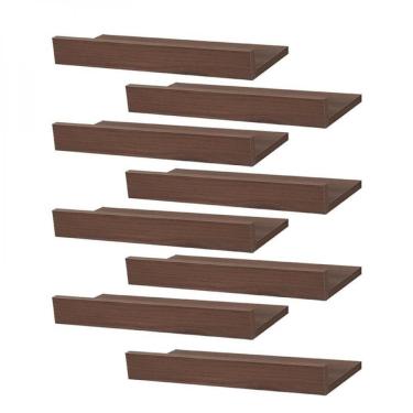 Imagem de Kit 8 Prateleiras Nogal Suporte Mercado das Prateleiras