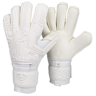 Imagem de Renegade GK Luvas de goleiro Fury Avalanche com protetores de dedos Pro-Tek | Punho Giga de 4 mm e Duratek de 4 mm | Luvas de goleiro de futebol brancas (tamanho 8, jovem-adulto, corte em rolo, nível