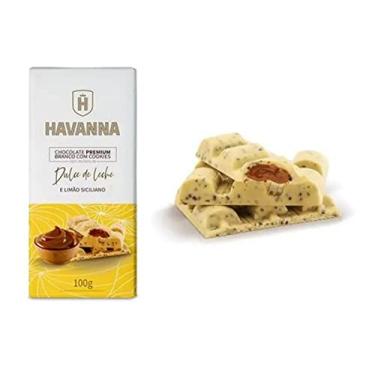 Imagem de Barra de Chocolate Premium Branco Havanna c/ Cookie Recheio Doce de Leite e Limão Siciliano100g
