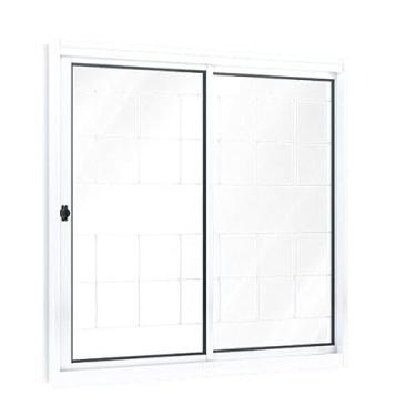 Imagem de Janela de Correr Aço 2 Folhas com Grade Quadrada Riobras 100cmx120cm Branco