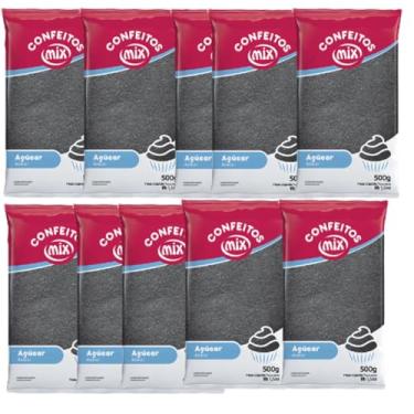 Imagem de 10 Açúcar Colorido Algodão Doce Bolo Cupcake Confeitaria (Preto)