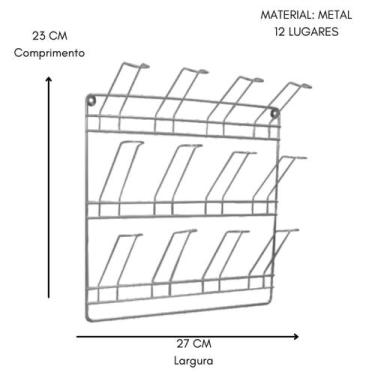 Imagem de Porta Copos De Parede Cromado Com 12 Lugares - Estilqu