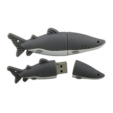 Imagem de Flash Drives USB em forma de tubarão de 16 GB Pen Drive Memoria Flash Stick PenDrives USB Flash Disk Thumb Drive U Disk USB (cinza)