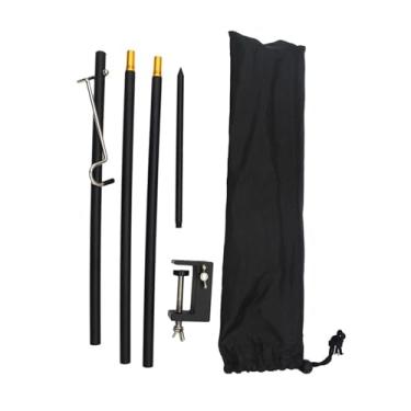 Imagem de Generic Suporte de luz para lâmpada de acampamento, poste de iluminação com braçadeira de mesa, suporte de lâmpada para atividades ao ar livre, churrasco, preto