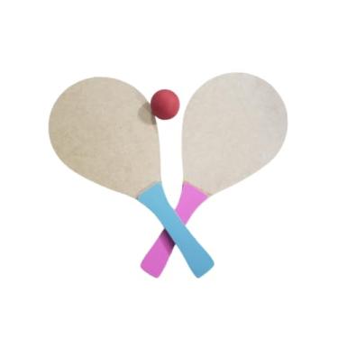 Imagem de Kit 2 Raquete Madeira Frescobol Praia E 2 Bolas De Borracha