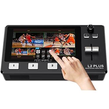 Imagem de FEELWORLD Misturador de vídeo com várias câmeras L2 Plus com tela LCD sensível ao toque de 5,5 polegadas, 4 entradas HDMI, controle PTZ, logotipo Chroma Key Overlay USB3.0, transmissão ao vivo