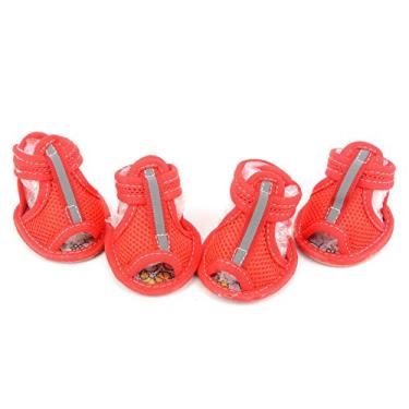 Imagem de SMALLLEE_LUCKY_STORE Sandálias de verão para meninos e meninas com sola de borracha, sapato de malha, grande, vermelho