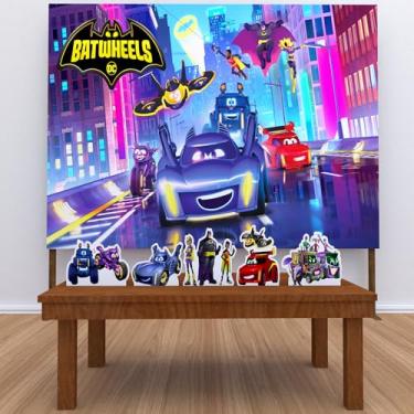 Imagem de Kit Decoração Festa de Aniversário Infantil Painel + Displays Batwheels