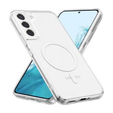 Imagem de RALEAVO Capa para Samsung Galaxy S22, Capa Traseira Rígida de Acrílico Transparente Fina, Compatível com MagSafe e Carregadores Sem Fio Qi, Proteção Militar Contra Quedas