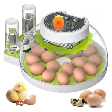 Imagem de Incubadoras para ovos para incubação, incubadora de ovos de 18 a 26 com giro automático de ovos e exibição de umidade, alarmes de temperatura e umidade, visão de 360°, aplicador de ovos para chocar