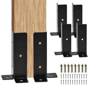 Imagem de La Vane Âncora de poste de deck de metal ajustável, conjunto de 4 suportes de base de cerca de madeira para postes de 1,5 x 1,5 / 5 x 2 / 5 x 10 / 10 x 10 cm, base de poste reversível de meia coluna