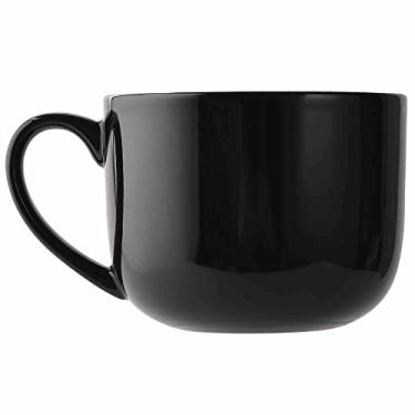 Imagem de CAILIDE Caneca de sopa de cerâmica com alças para café, chá, sorvete, cereais (preto)