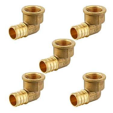 Imagem de (Pacote com 5) Adaptador de cotovelo NPT Roscado fêmea EFIELD Pex 3/4" x 3/4" Conexões de crimpagem de latão, sem chumbo