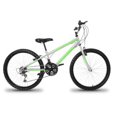 Imagem de Bicicleta KOG Aro 24 Com 18 Marchas Câmbio Shimano Em Aluminio Infantil Freio V-Brake,Prata Verde