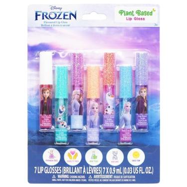 Imagem de Brilho labial Disney Frozen 7 peças à base de plantas, lembrancinhas de festa para meninas, primeiro conjunto de maquiagem para meninas, perfeito para festas, festas do pijama e presentes de
