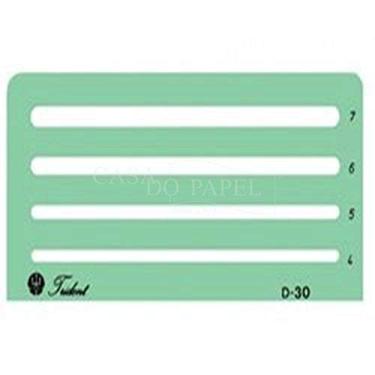Imagem de Gabarito para Controle da Uniformidade de Altura, para Escrita de Legendas à Mão Livre 17.5 x 8.5 cm, D-30, Trident, Acrílico Azulado