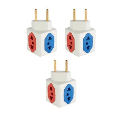 Imagem de Kit com 3 Adaptador De Tomada Benjamim Power Cubo Com 4 Entradas Multiplicador de Tomadas 10A 20A T - Bivolt 110v 220v