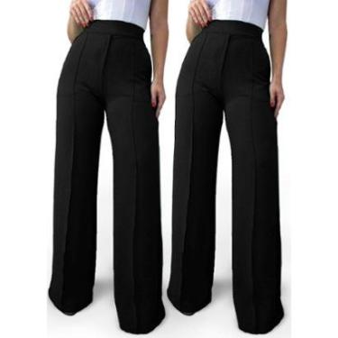 Imagem de Kit 02 Calça Feminina Pantalona Tecido Duna Atacado-Feminino