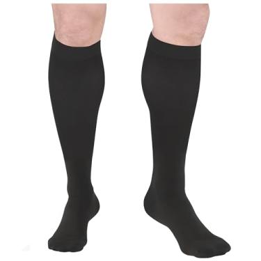 Imagem de Truform Meias cirúrgicas, compressão de 18 mmHg para homens e mulheres, comprimento até o joelho, bico fechado, preto, 4GG