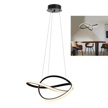 Imagem de Lustre Luminária Pendente 3 em 1 Orgon Iluminação Arco Led Perfil Infinito Quarto Ambiente Residencial Moderno Luxo Sala de Jantar Comercial Recepção