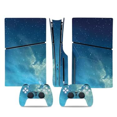 Imagem de Adesivo Skin para PS5 Slim Disc Edition, decalque de vinil para console de jogos e controle sem fio (azul)