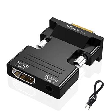 Imagem de Adaptador HDMI para VGA, cabo de saída de áudio HDMI para VGA, conversor conversor de computador adaptador para laptop, PC, monitor, projetor, HDTV, Chromebook, Roku, Xbox (cabo estéreo de 3,5 mm