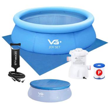 Imagem de Piscina Inflável Joy Set 2490 L Circular 240 Cm com Capa Filtro Bomba Forro Vg Plus 110v