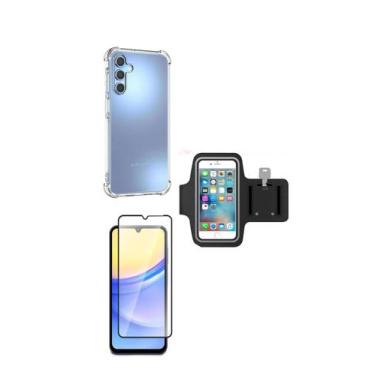 Imagem de Kit Braçadeira Samsung Galaxy A15 + Película De Vidro 3D + Capa