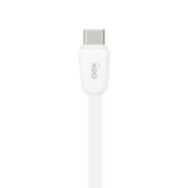 Imagem de Cabo de dados usb tipo-c para usb tipo-c flat 1m 30w ce207 branco oex