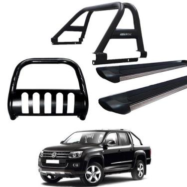 Imagem de Kit Quebra Mato Estribo Personalizado Santo Antônio Amarok CD Preto - 