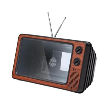 Imagem de AsrMyjcx Amplificador de TV com Design Retrô de 11 ", Amplificador de Tela de Telefone, Amplificador de Tela de Telefone 3D, Amplificador Pequeno para, marrom