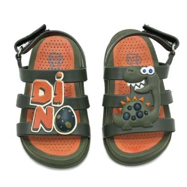 Imagem de Sandália Plugt Mini Bizz Dinossauro Verde Militar 201.014, 19/20, Verd
