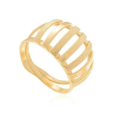 Imagem de Anel banhado ouro 3x 24k 18k e 22k feminino rommanel filetes vazado 51