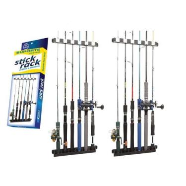 Imagem de Kit 2 Suporte de Parede Organizador P/ 12 Varas de Pescar Stick Rack C