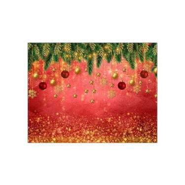 Imagem de Painel de Festa Horizontal 1,55 X 1,20 - Natal Vermelho Folhagens Bril